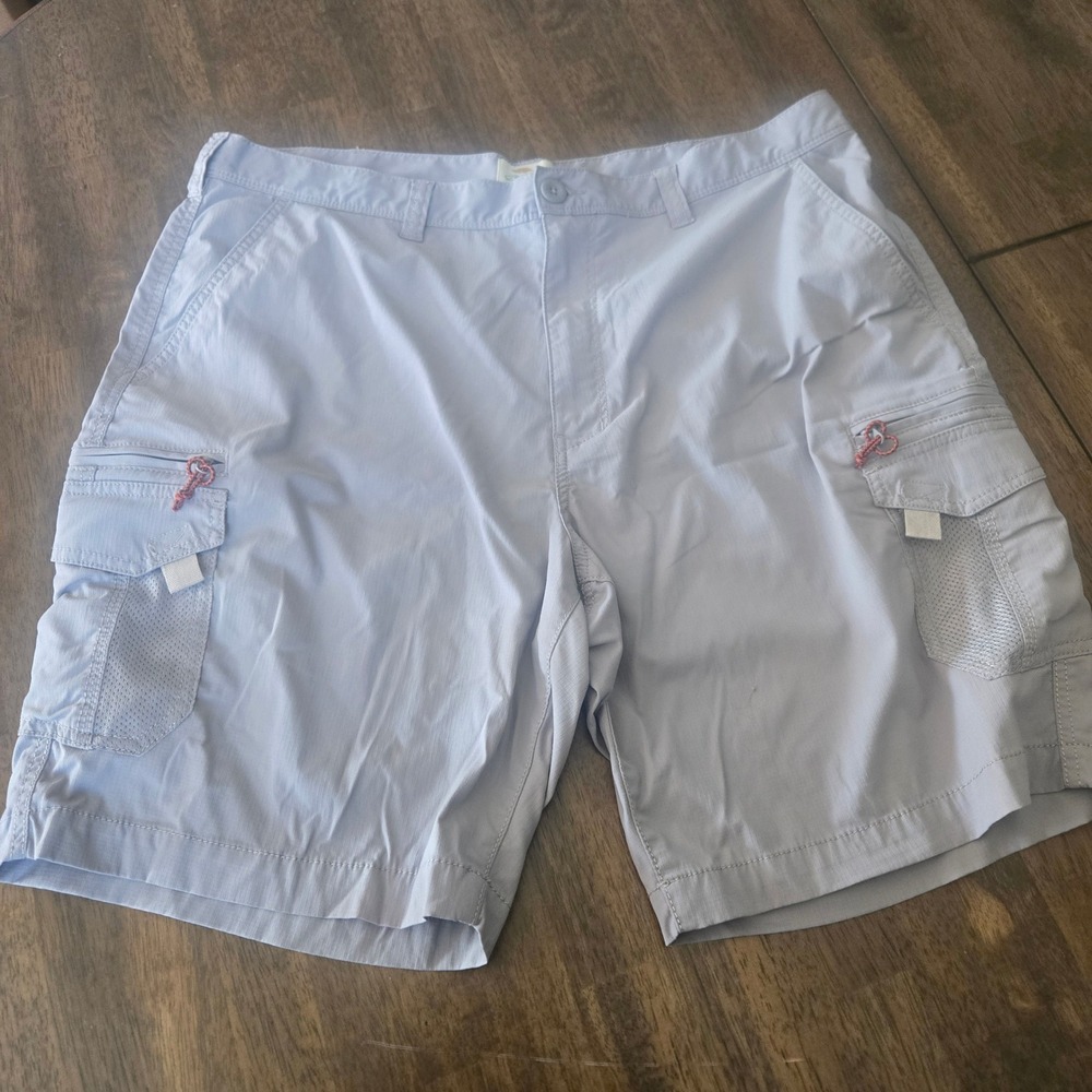 Bob Timberlake Mens 40 Cargo Shorts Light Gray Nylon Stretch Outdoor Hiking